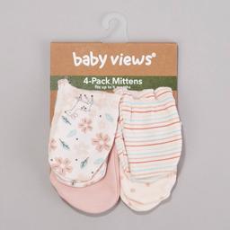 Baby Girl (NB-6M) baby views(R) 4pk. Floral/Solid Mittens