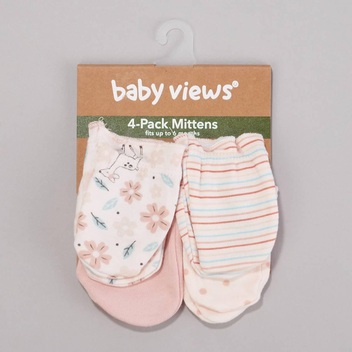 Baby Girl (NB-6M) baby views(R) 4pk. Floral/Solid Mittens