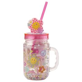 Circleware Country 15-ounce Mason Jar Mugs with Straws and Lids, Set of 4