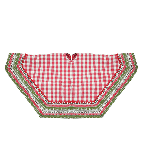 Northlight 50in. Red & White Buffalo Plaid Christmas Tree Skirt