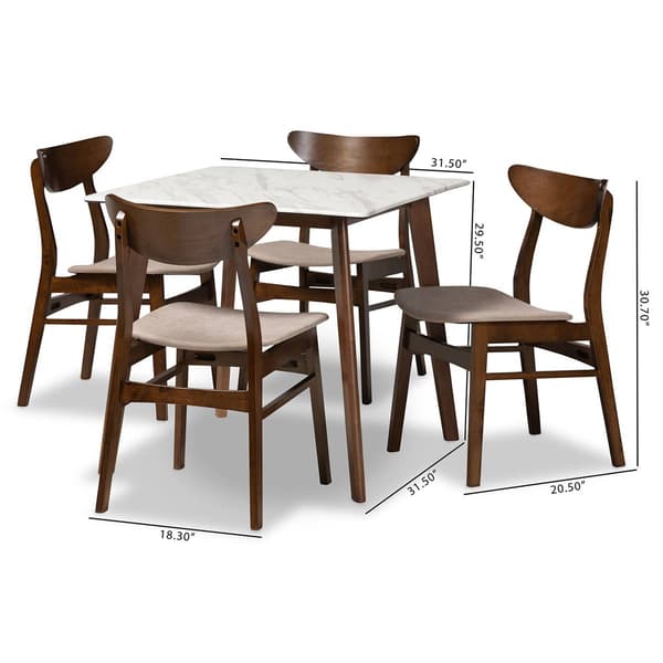 Baxton Studio Paras Light Beige/Walnut Brown Wood 5pc. Dining Set