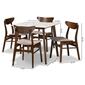 Baxton Studio Paras Light Beige/Walnut Brown Wood 5pc. Dining Set - image 9