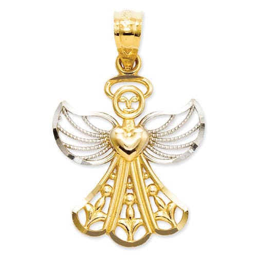 Gold Classics&#40;tm&#41; 14kt. Yellow Gold Filligree Angel Pendant - image 