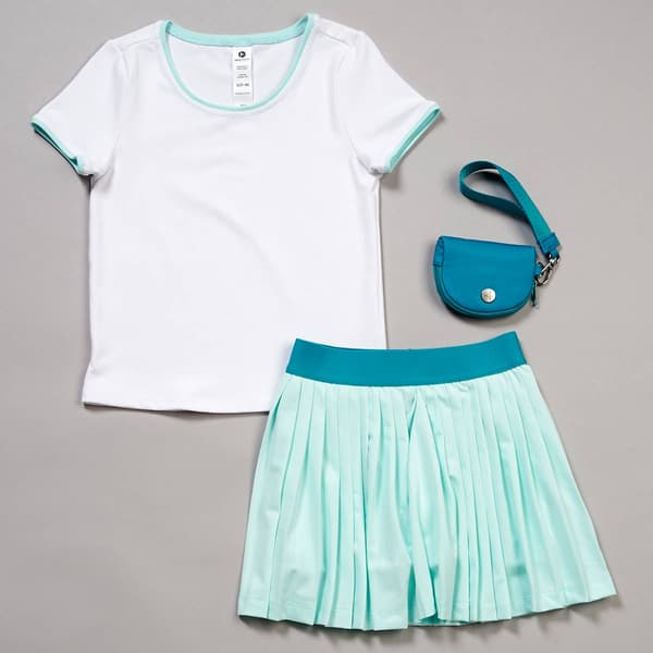 Girls (7-16) 90 Degree(R) by Reflex 3pc. Tee w/ Pleated Skort - image 
