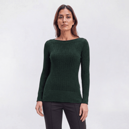 Petite AK Anne Klein Long Sleeve Boat Neck Chenille Sweater