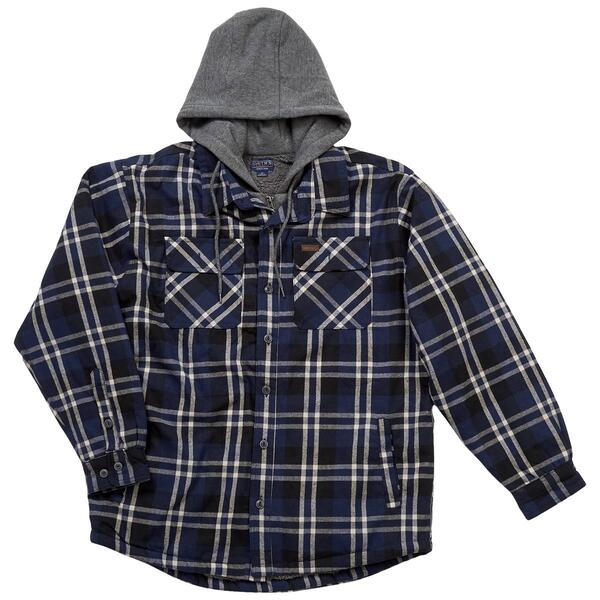 Mens Smith''s Sherpa Lined Flannel Shirt Jacket - Navy/Black - image 