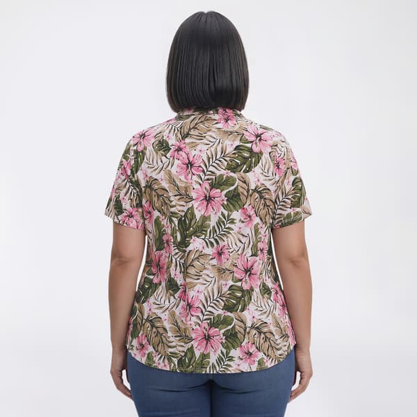 Plus Size Emily Daniels Short Sleeve Disco Foil Dot Floral Blouse