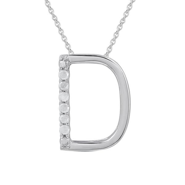 1/20cttw. Natural Diamond Sterling Silver Letter D Pendant - image 