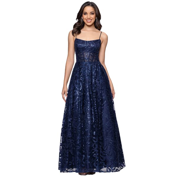 Juniors Blondie Nites Sequin Bow A-Line Dress