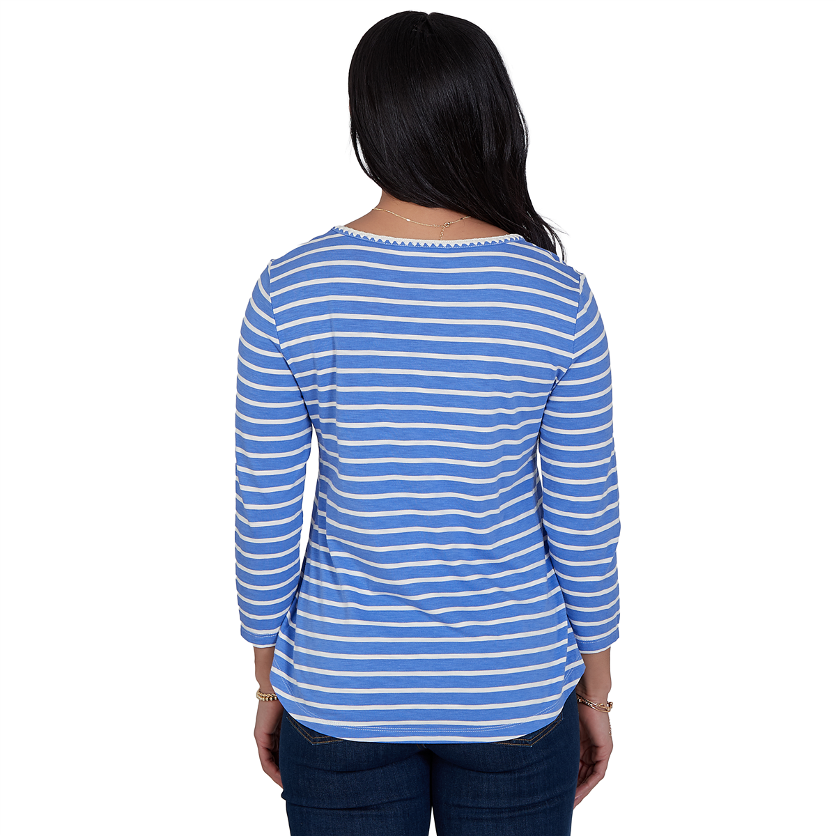 Womens Ruby Rd. Game of Luxe Long Sleeve Stripe Tee