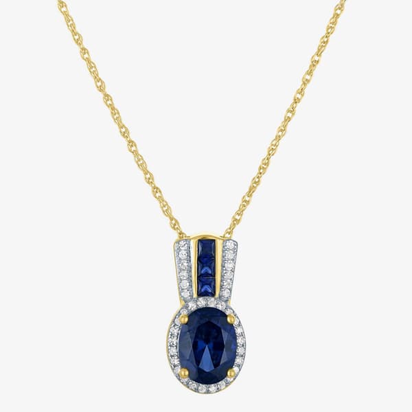Nova Star(R) Lab Created Blue Sapphire & Lab Grown Diamond Pendant - image 