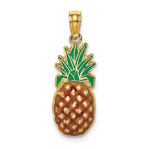 Unisex Gold Classics&#40;tm&#41; 14kt Gold Enamel Pineapple Charm - image 