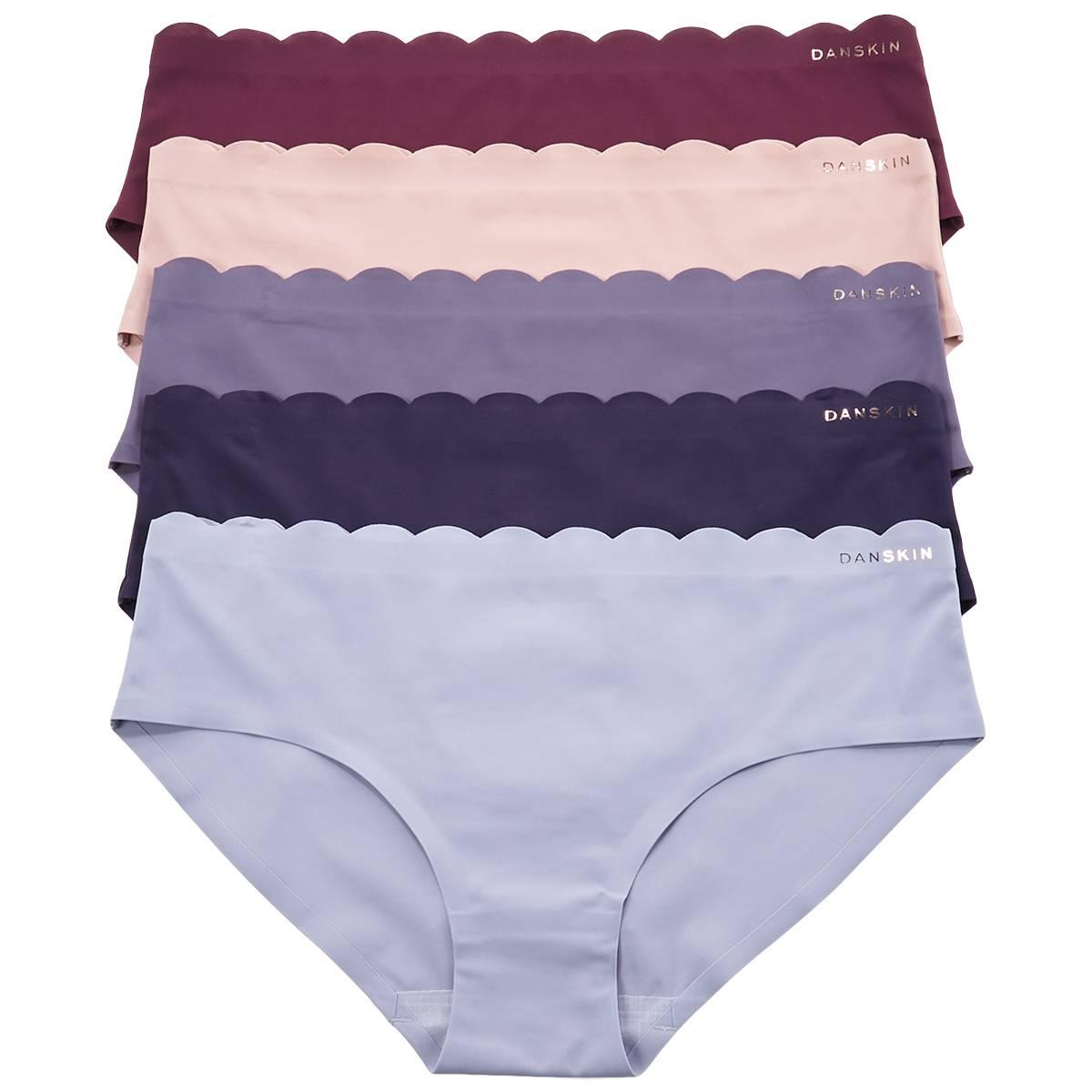 Womens Danskin 5pk. Rose Gold Logo Hipster Panties - DS7254-5PKBR