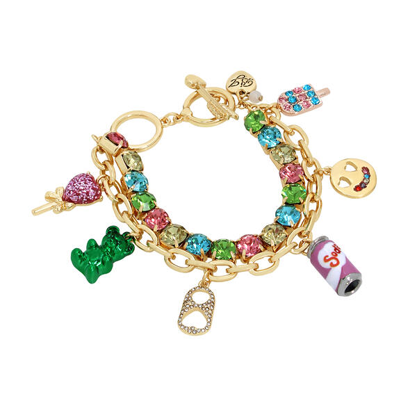 Betsey Johnson Double Row Candy Motif Charm Bracelet - image 
