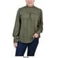Womens NY Collection Long Sleeve Ruffle Neck Solid Pleat Blouse - image 1