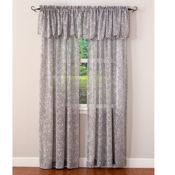 Willow Print Linen Textured Rod Pocket Scalloped Valance - 54x18 - image 