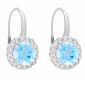 Sterling Silver Plated Blue Topaz Halo Leverback Earrings - image 1
