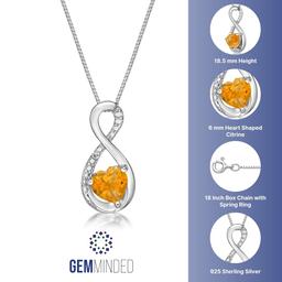 Gemminded Sterling Silver 6mm Heart Citrine Infinity Pendant