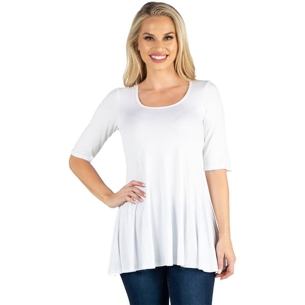 Womens 24/7 Comfort Apparel Elbow Sleeve Swing Tunic Top - image 