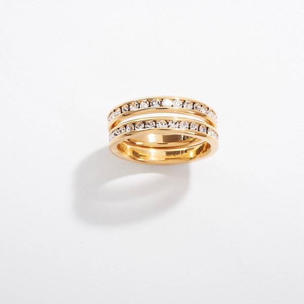 Ashley Cooper&#40;tm&#41; Crystal Pave Duo Gold Eternity Band Ring - image 