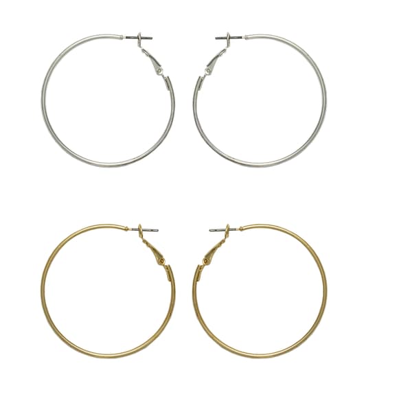 Freedom Duo Clutchless Gold/Silver Hoop Earrings - image 