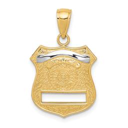 Unisex Gold Classics(tm) 14kt Gold With Rhodium Police Badge Pendant