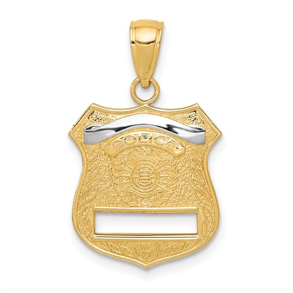 Unisex Gold Classics&#40;tm&#41; 14kt Gold With Rhodium Police Badge Pendant - image 