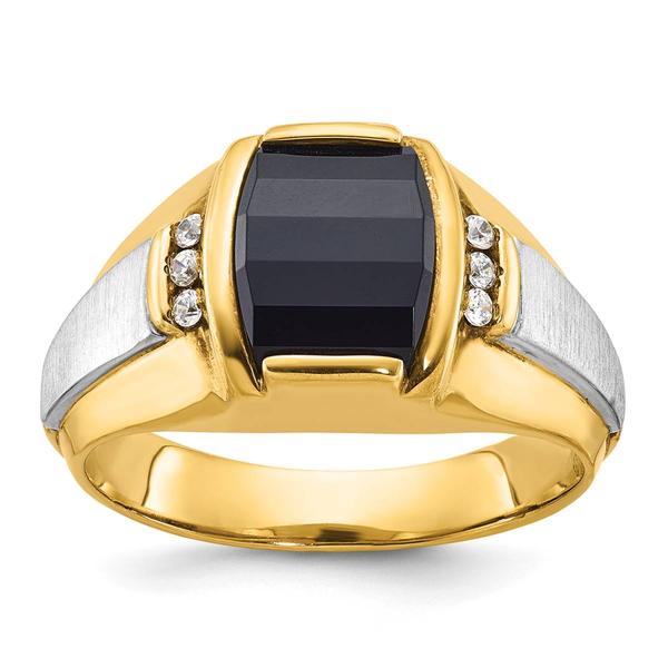 Mens Gentlemens Classics(tm) 14kt. Two Tone Onyx & Diamond Ring - image 