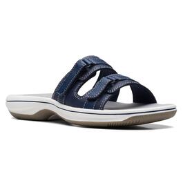 Womens Clarks&#40;R&#41; Breeze Piper Navy Slide Sandals