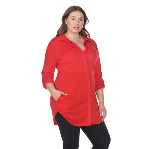 Plus Size White Mark Lakota Stretchy Tunic Top