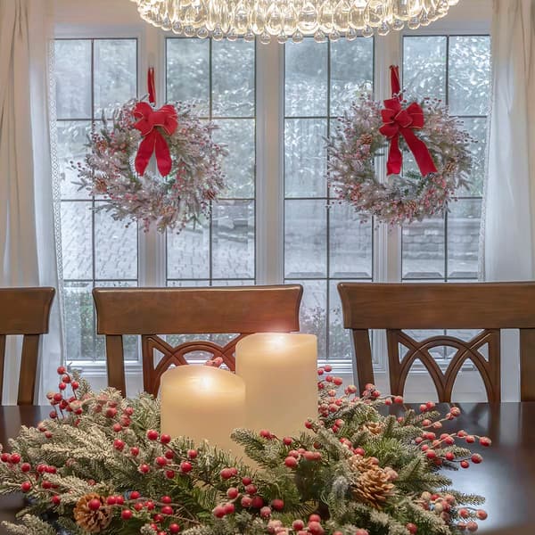 National Tree 22in. Frosted Traditions Greenery Window Wreath