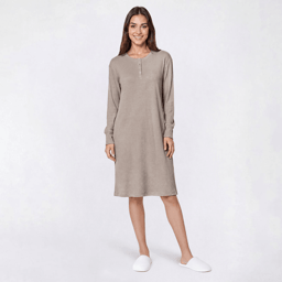 Womens Poppy & Clay Long Sleeve Drop Needle Nightgown w/ Pockets