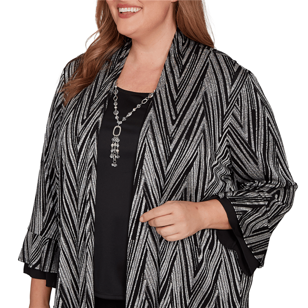Plus Size Alfred Dunner Barcelona Chevron Two In One Blouse