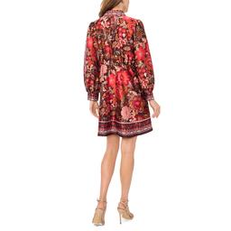 Womens MSK Long Sleeve Floral Charmeuse Tie Front Dress