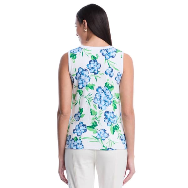 Womens Rafaella® Sleeveless Pom Pom Floral Button Front Blouse