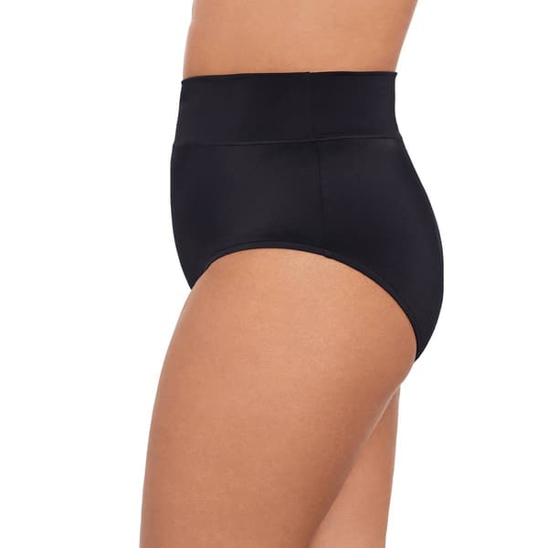 Plus Size TrimShaper Solid High Waist Shirred Brief Swim Bottoms