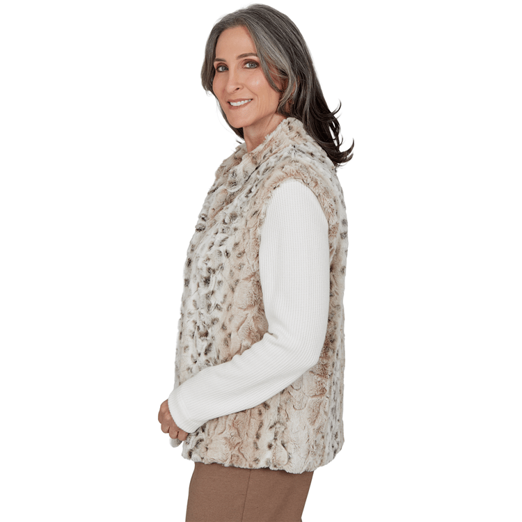 Petite Alfred Dunner Regent Street Faux Fur Vest Jacket
