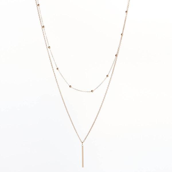 Design Collection Gold-Tone 18in. Necklace with Bar Pendant - image 