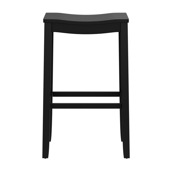 HH2 Home Fiddler Black Backless Bar Height Stool with Saddle Seat
