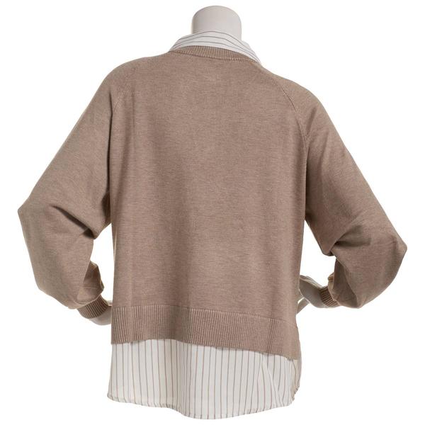 Womens Adrianna Papell Long Sleeve Striped Two in One Sweater