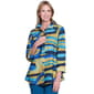 Womens Multiples 3/4 Sleeve Wavy Stripe Button Down - image 1