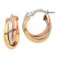Gold Classics(tm) 14kt. Tri-Color 21x6mm Hoop Earrings - image 1