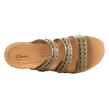 Womens Clarks® Laurie Ann Bella Olive Slide Sandals - Boscov's