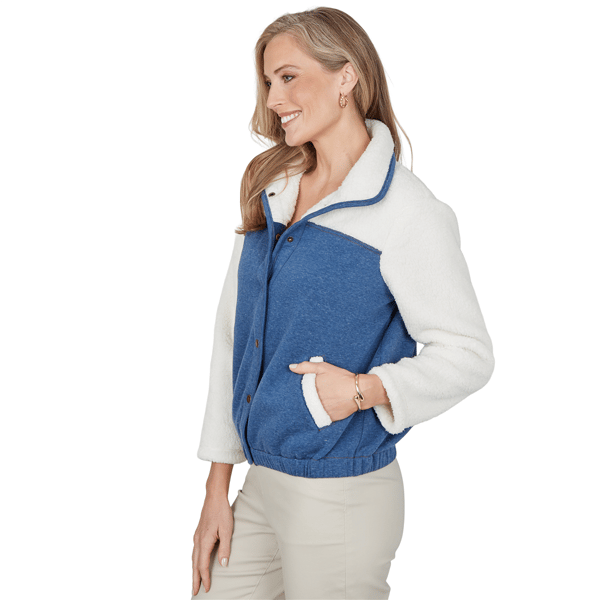 Petite Alfred Dunner Sunset Ridge Denim & Sherpa Bomber Jacket