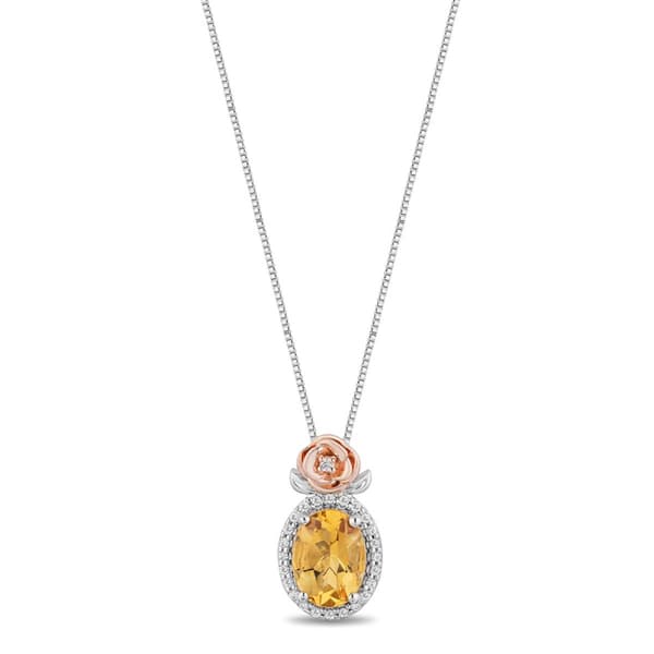 Enchanted by Disney Sterling Silver Citrine Pendant Necklace - image 