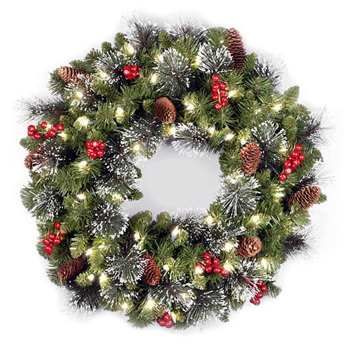 National Tree 24in. Crestwood&#40;R&#41; LED Spruce Wreath - image 