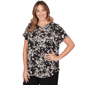 Plus Size Emaline Key Items Short Sleeve Laced Neck Floral Blouse - image 3