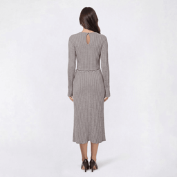 Womens Madison Hudson Long Sleeve Solid Pearl Belt Maxi Dress