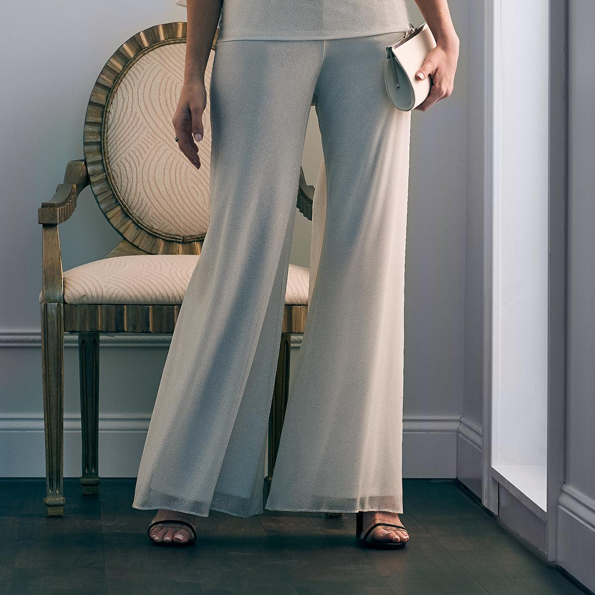 Petite MSK Glitter Wide Leg Mesh Palazzo Pant
