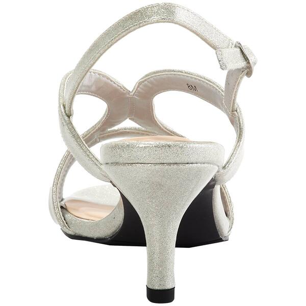 Womens Easy Street Silver Glitter Patent Slingback Sandals